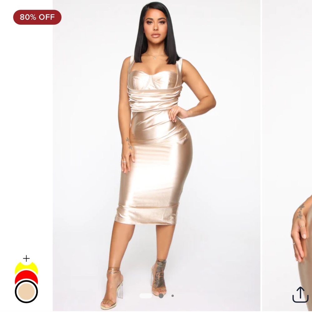 Elegant Gold Satin Dress